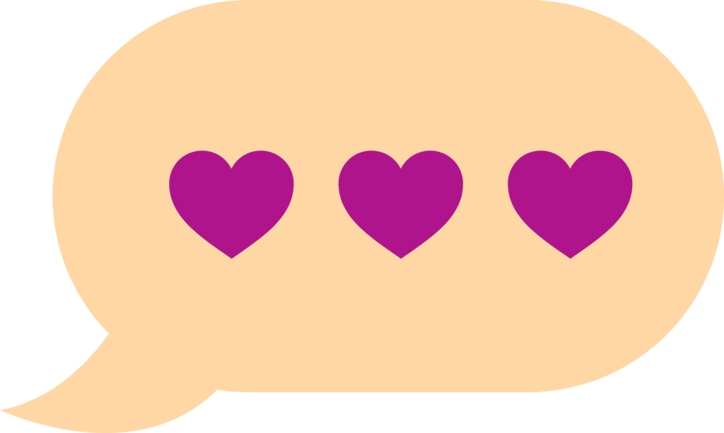 Sticker bulle type message avec 3 coeurs