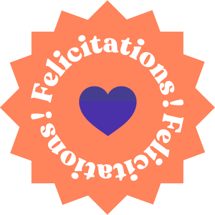 Sticker "Félicitations" avec un coeur bleu